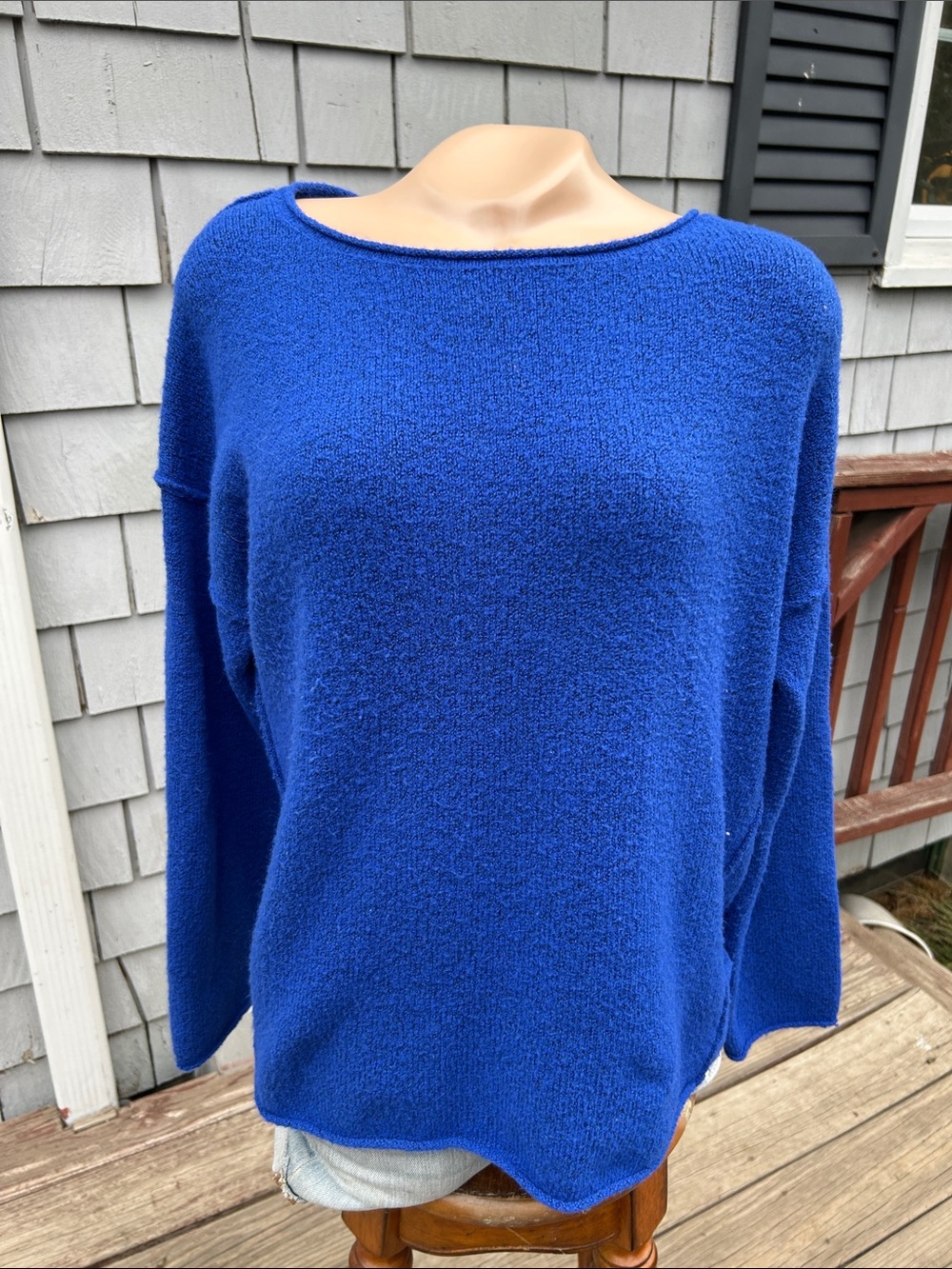 Yummy Sweater Co Scoop-Neck Knit in Cobalt Blue small